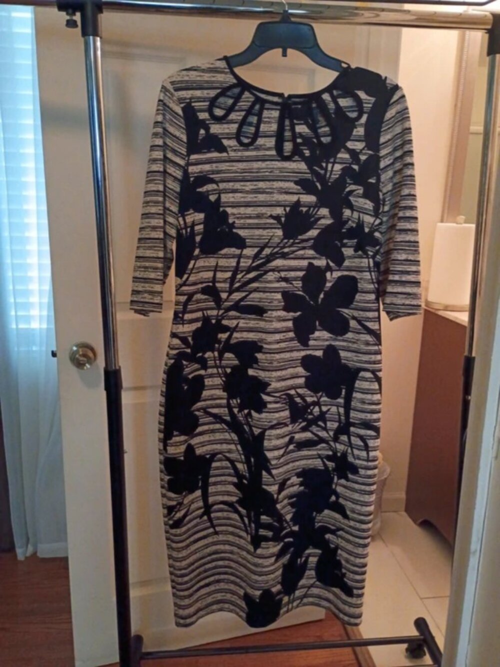 Striped and floral black dress